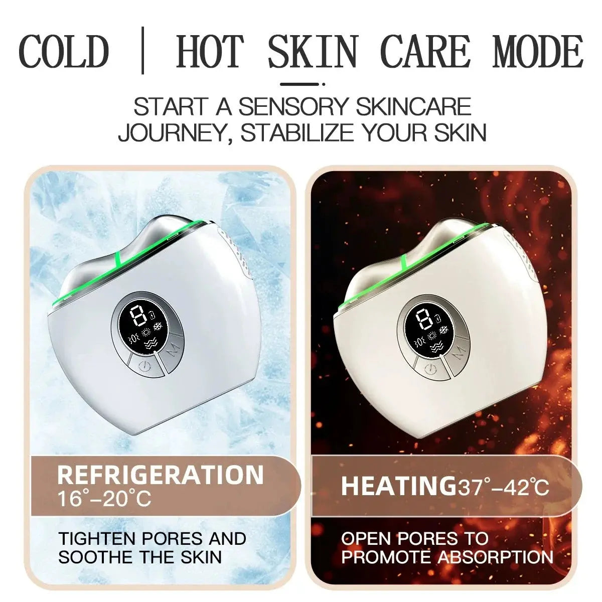 5-in-1 electric gua sha facial massager with LED, EMS and hot/cold care