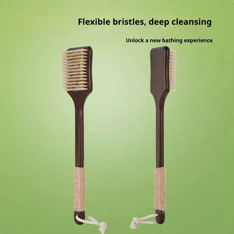 Long-Handled Bath Brush – Soft Horsehair Back Scrubber