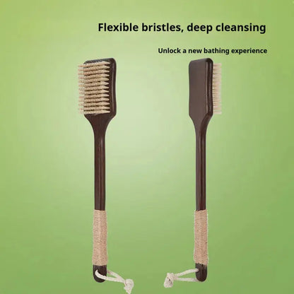 Long-Handled Bath Brush – Soft Horsehair Back Scrubber