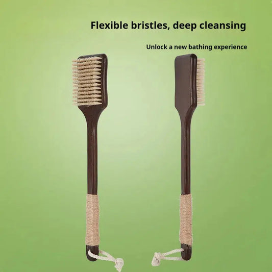 Long-Handled Bath Brush – Soft Horsehair Back Scrubber