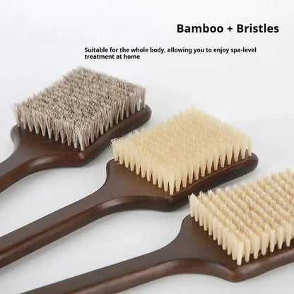 Long-Handled Bath Brush – Soft Horsehair Back Scrubber
