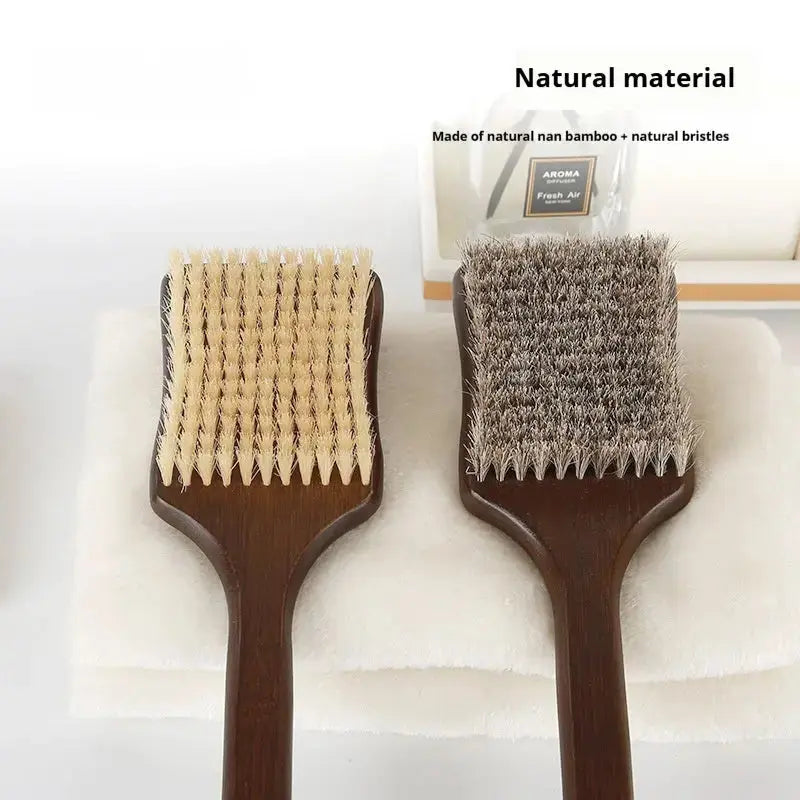 Long-Handled Bath Brush – Soft Horsehair Back Scrubber