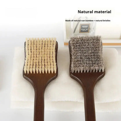 Long-Handled Bath Brush – Soft Horsehair Back Scrubber