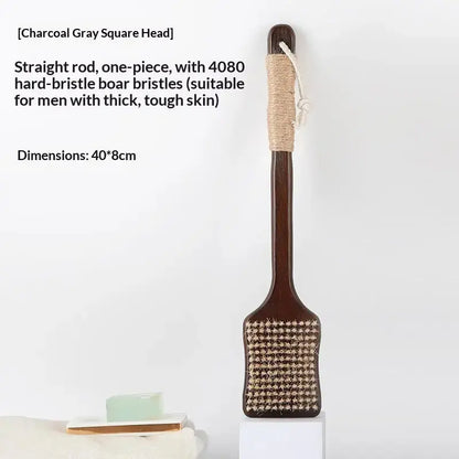 Long-Handled Bath Brush – Soft Horsehair Back Scrubber