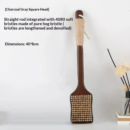 Long-Handled Bath Brush – Soft Horsehair Back Scrubber