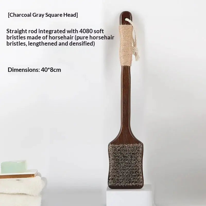 Long-Handled Bath Brush – Soft Horsehair Back Scrubber