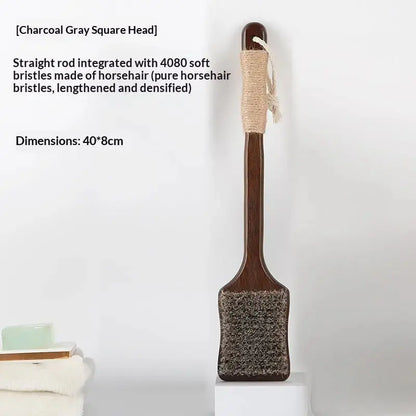 Long-Handled Bath Brush – Soft Horsehair Back Scrubber