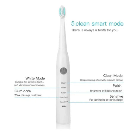 Rechargeable Electric Toothbrush – Waterproof with 5 Cleaning Modes