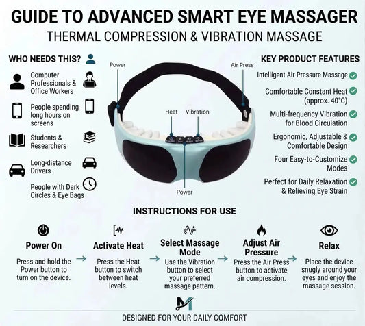 Smart Eye Massager – Heat, Vibration & Bluetooth