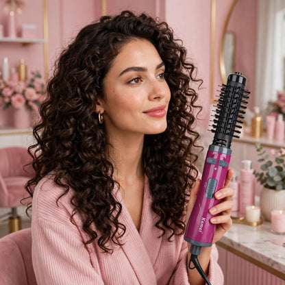 in-1 Automatic Rotating Hair Dryer-3 Brush - Electric Curling & Straightening Hot Air Brush - 2 Speeds